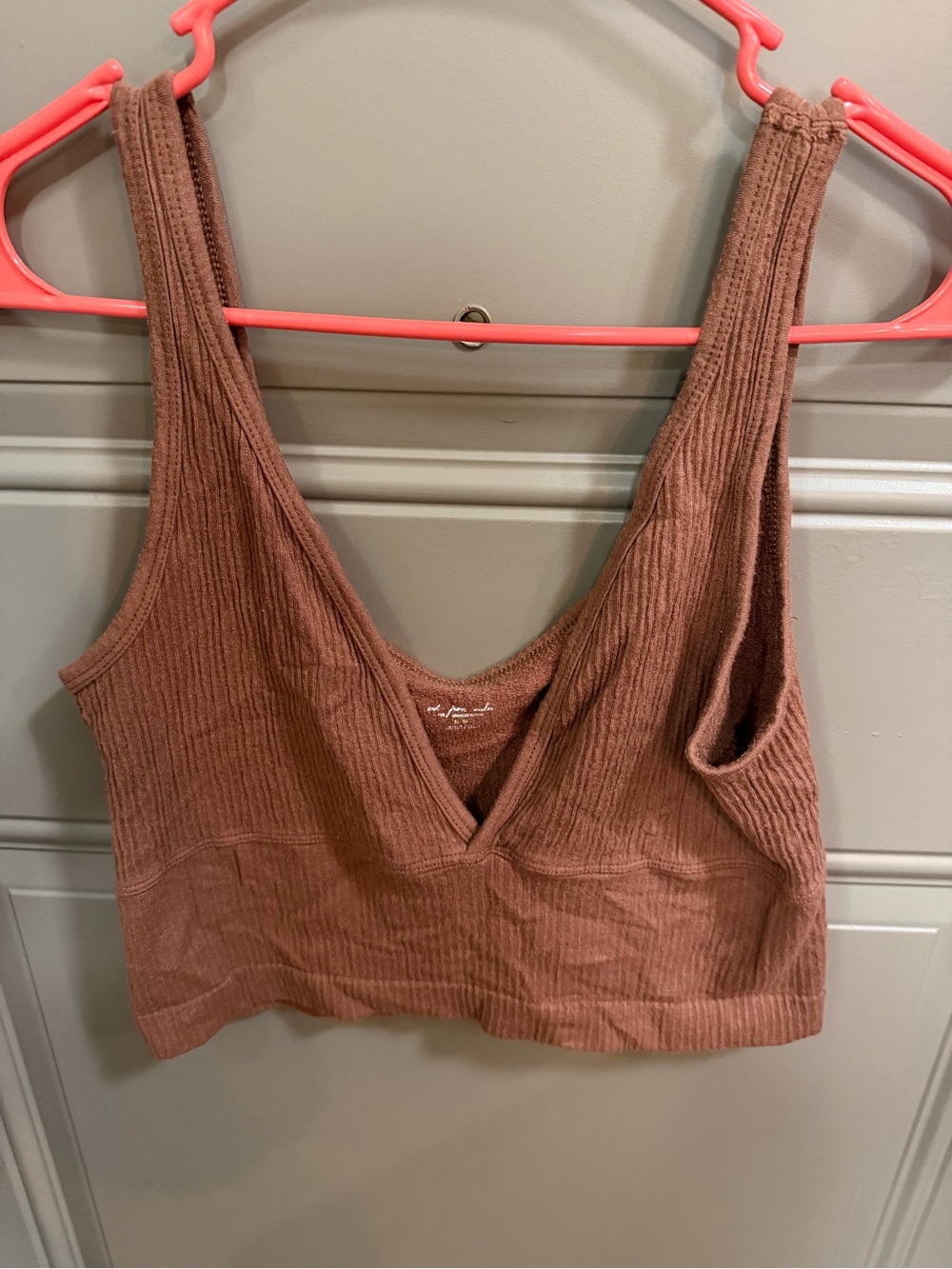 Urban Outfitters Rust Brown Ribbed V-Neck Cropped Tank